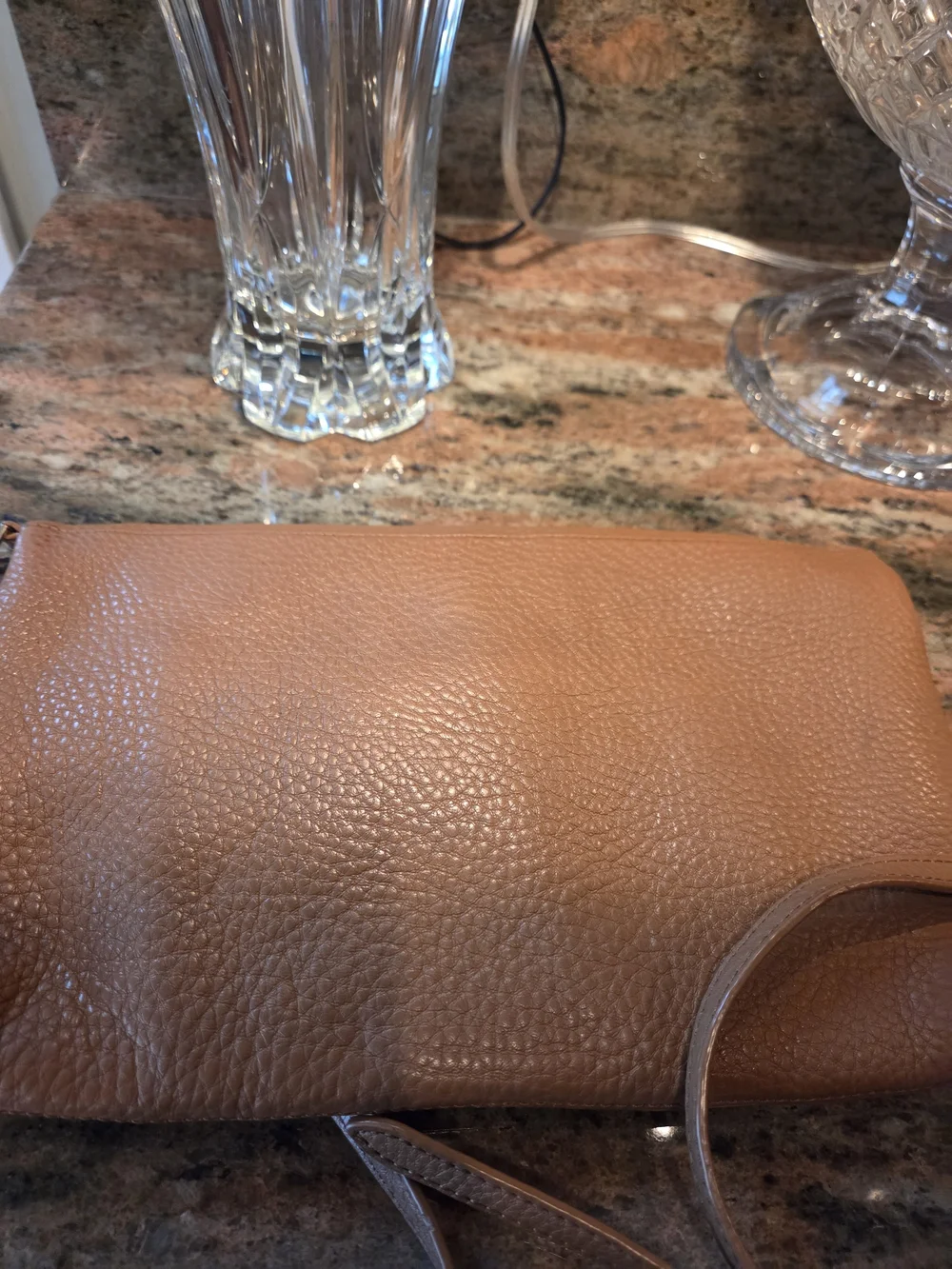 Tory Burch Caramel Leather Crossbody Bag with Matching Wallet